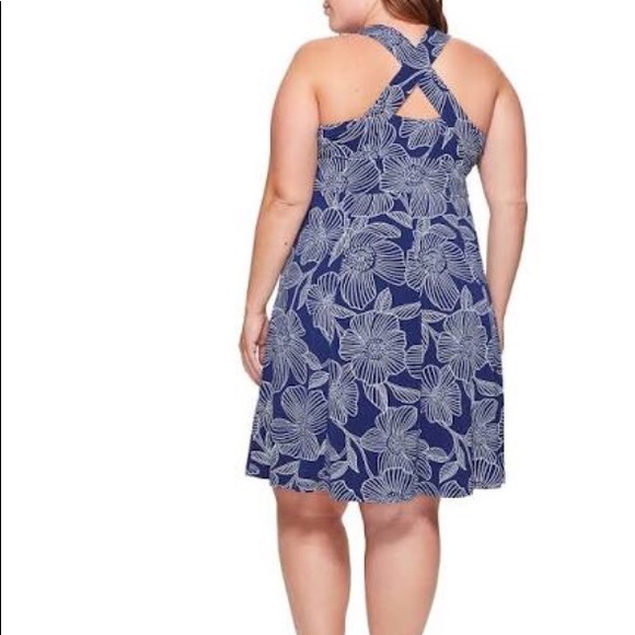 Adrianna Papell Blue Floral Fit & Flare 2X, 3X - Picture 4 of 8